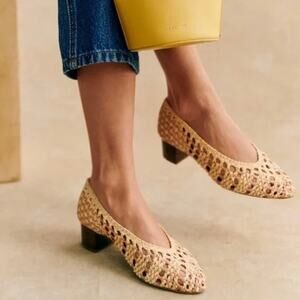 Sézane Heels Anya High‎ Pumps Women's Size 41 Braided Natural